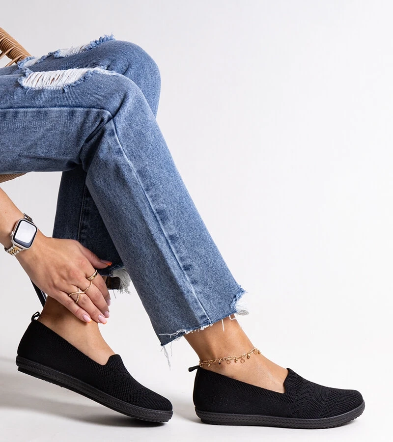 Shadhi fekete anyagból készült húzós teniszcipők