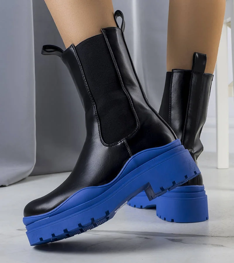 Fekete bokacsizma kék talppal Jadiel