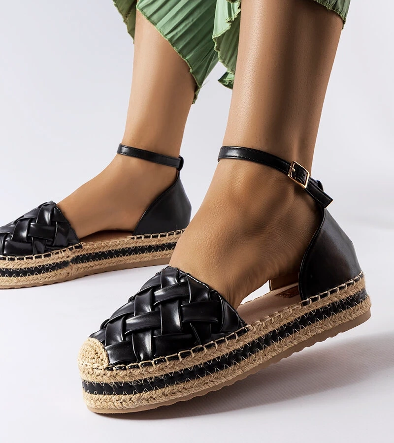Fekete platformos Gour espadrille