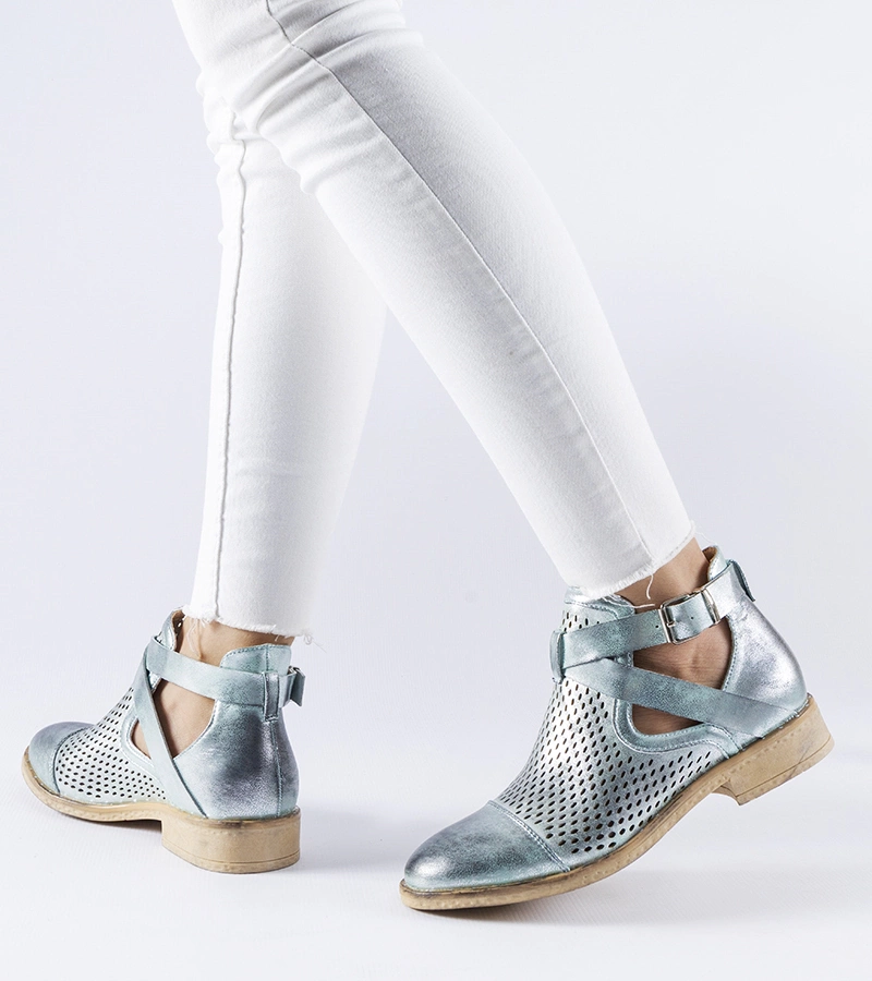 Zöld áttört mélyen kivágott Kooter bokacipők