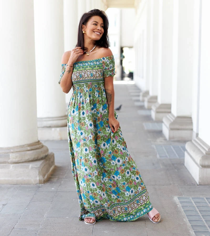 Zöld mintás Delfino ruha