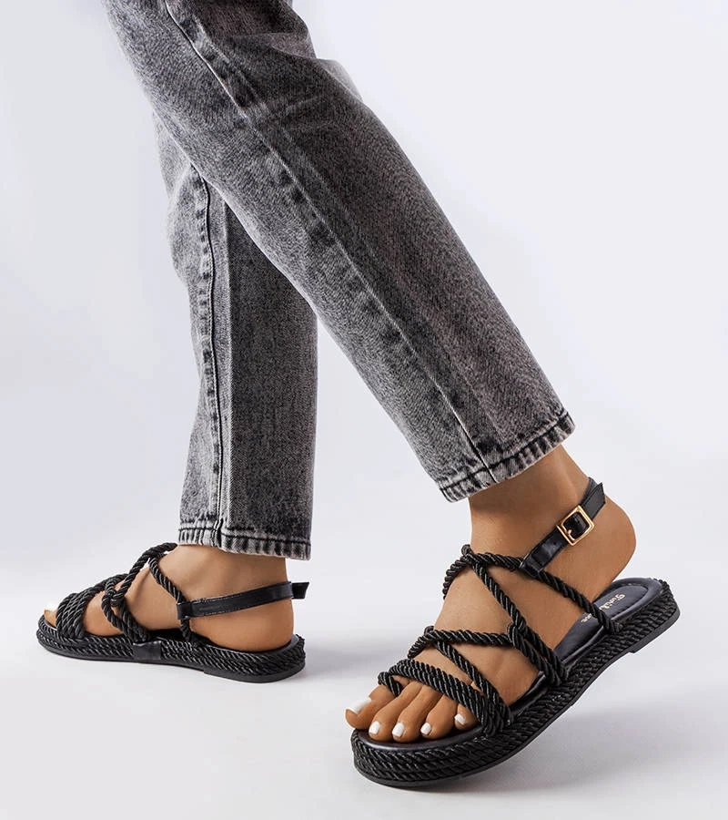 Fekete fonott szandál Burwell