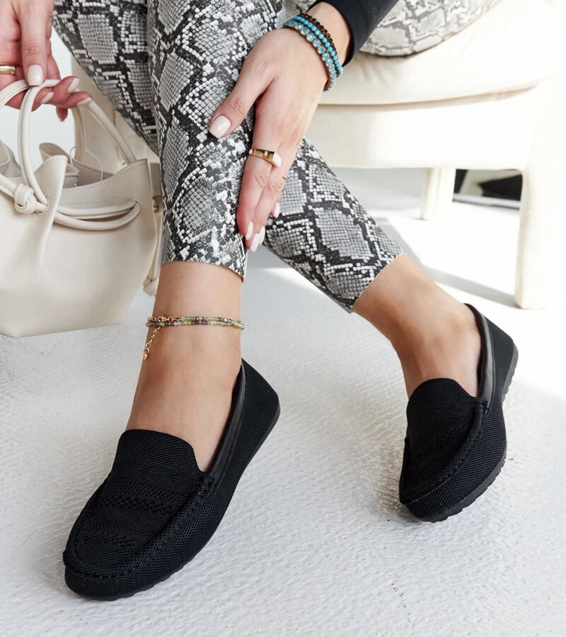 Fiammetta fekete anyagból készült mokaszinok