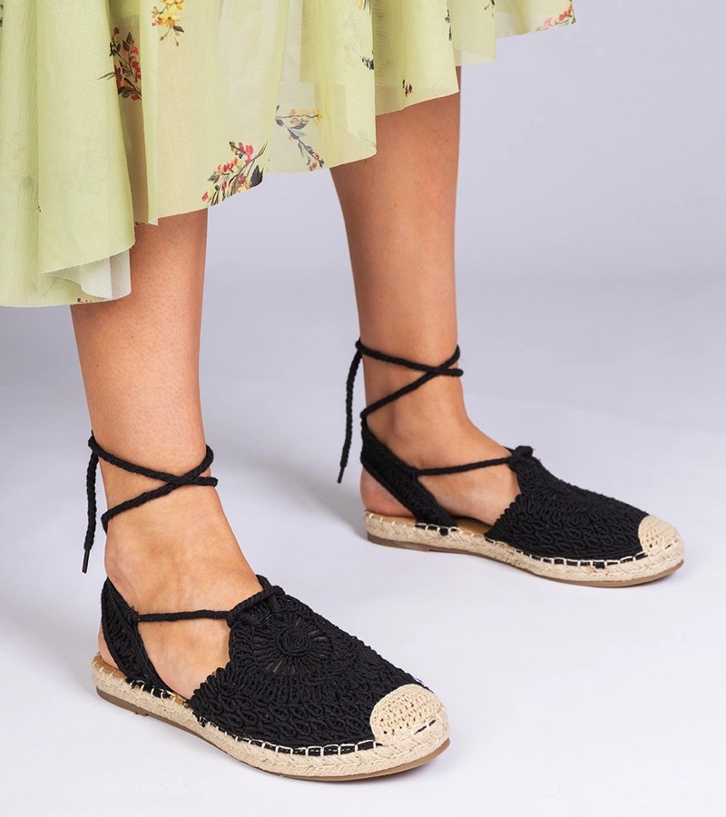 Fekete Relis lapos sarkú espadrille szandál