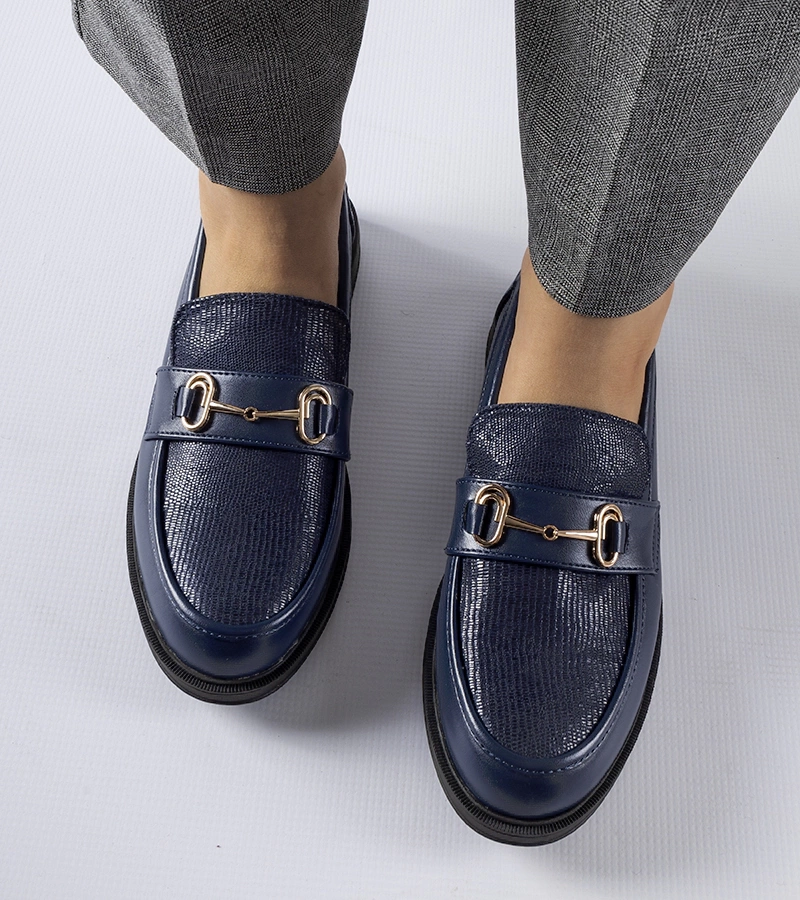 Granatkék csatos Gennaro mokaszinok