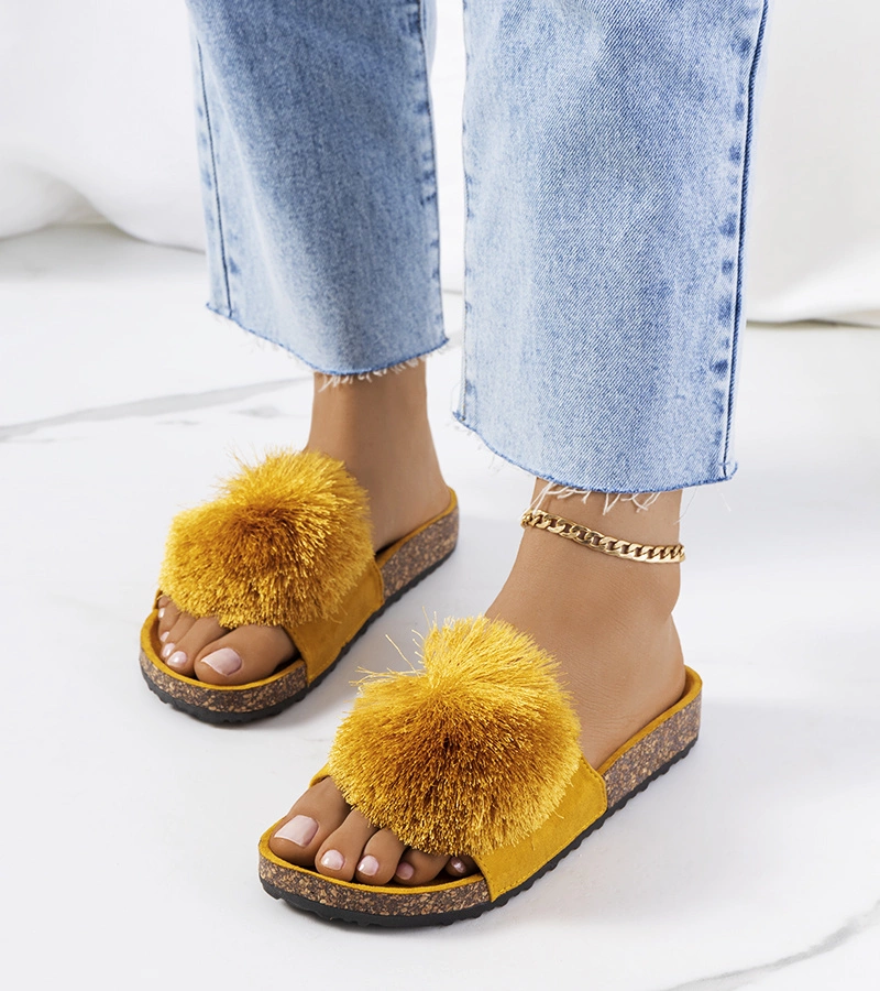 Sárga kork talpú papucsok Retta