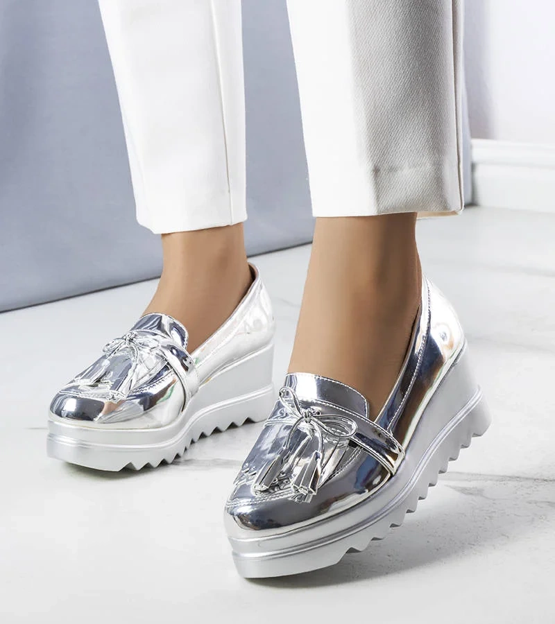 Cleo ezüst cipők talppal