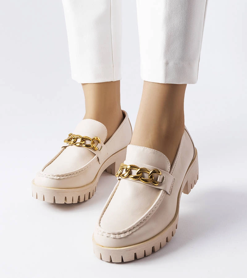 Faiz traktor talpú bézs mokaszinok