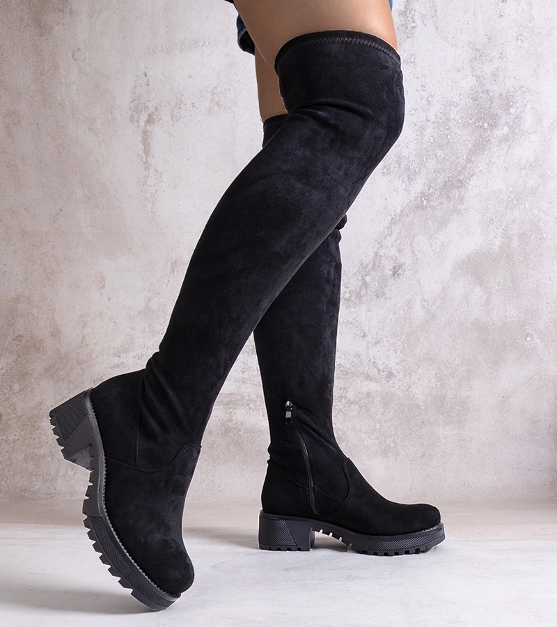 Fekete hosszú csizma Kawtha