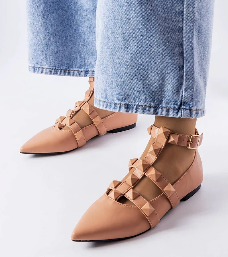 Blur hatású bézs balerinacipő