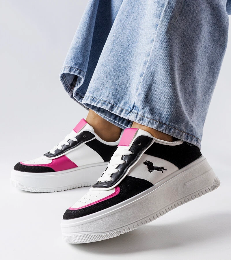 Fekete-rózsaszín platformos tornacipők Gidle-ben