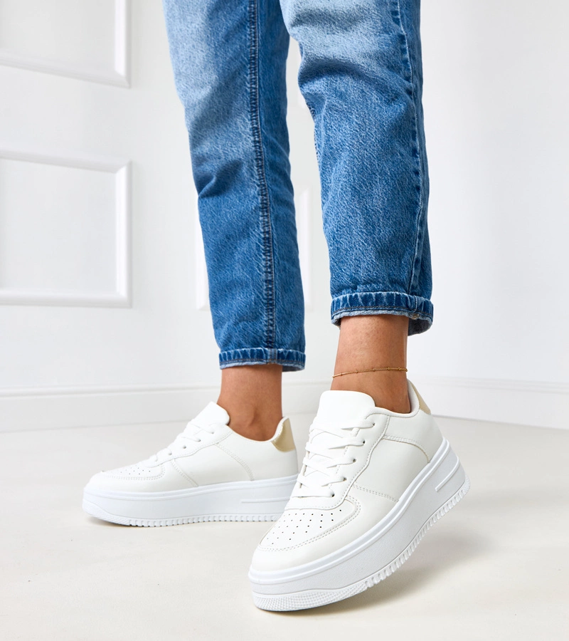 Britney arany betétes platformos fehér tornacipő