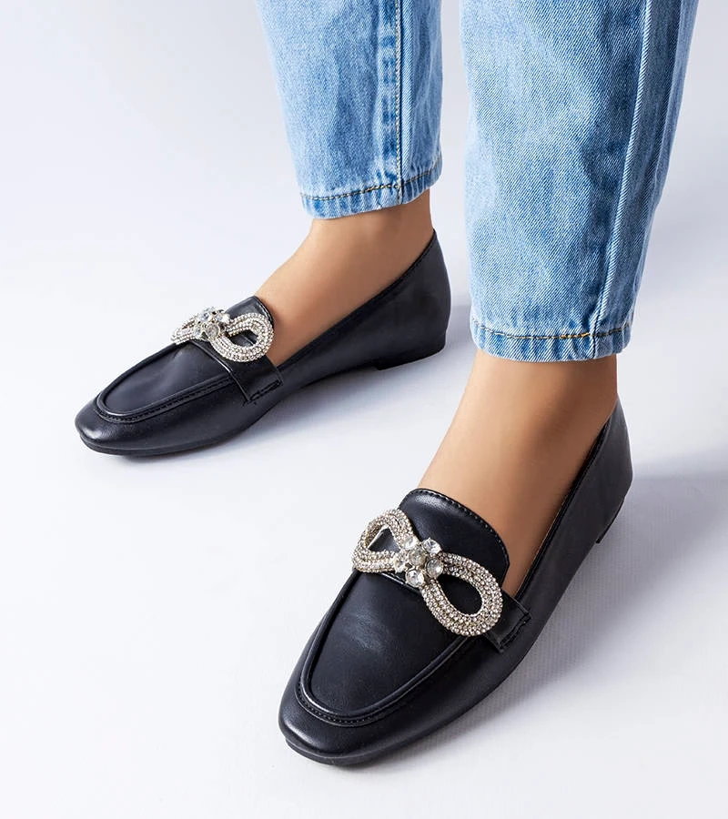 Fekete cirkóniával díszített Quirion mokaszinok