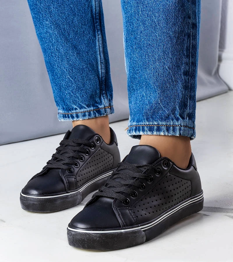 Fekete műbőr Joffre tornacipők