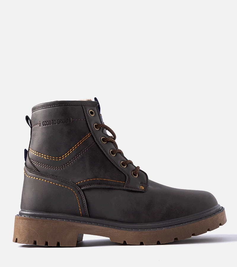 Barna férfi bársonyos téli csizma Telti