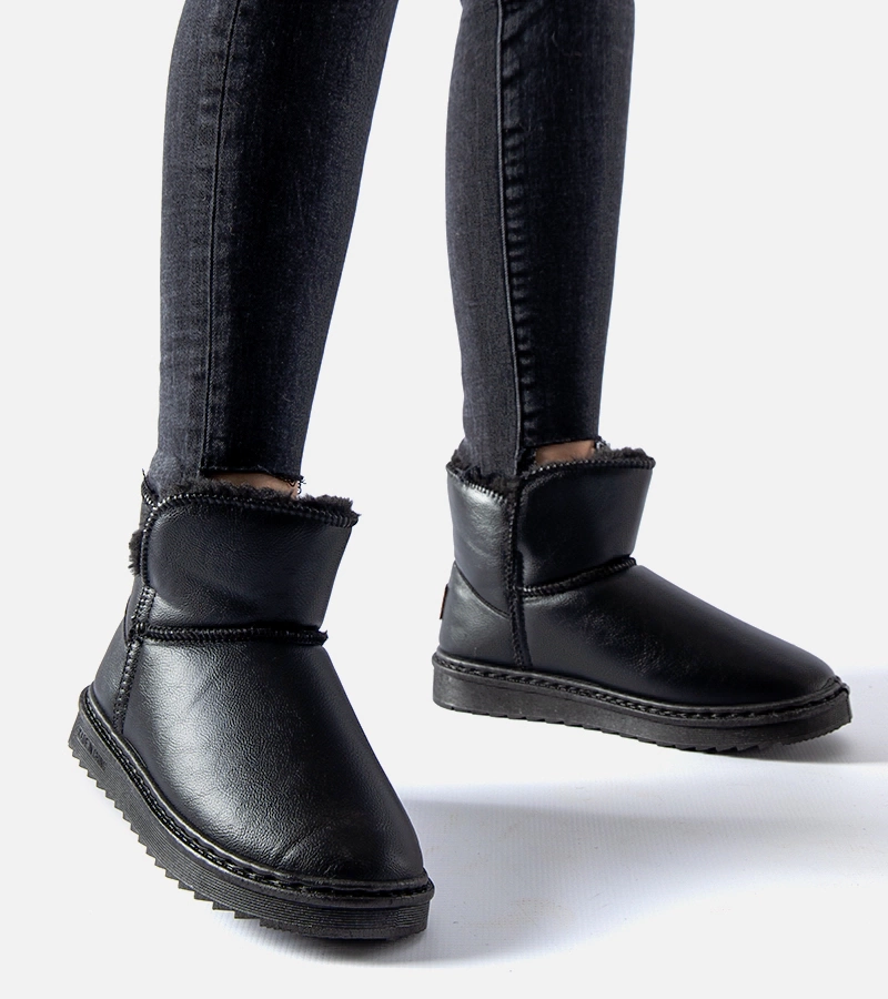 Fekete bélelt hótaposók öko-bőr Kaufman