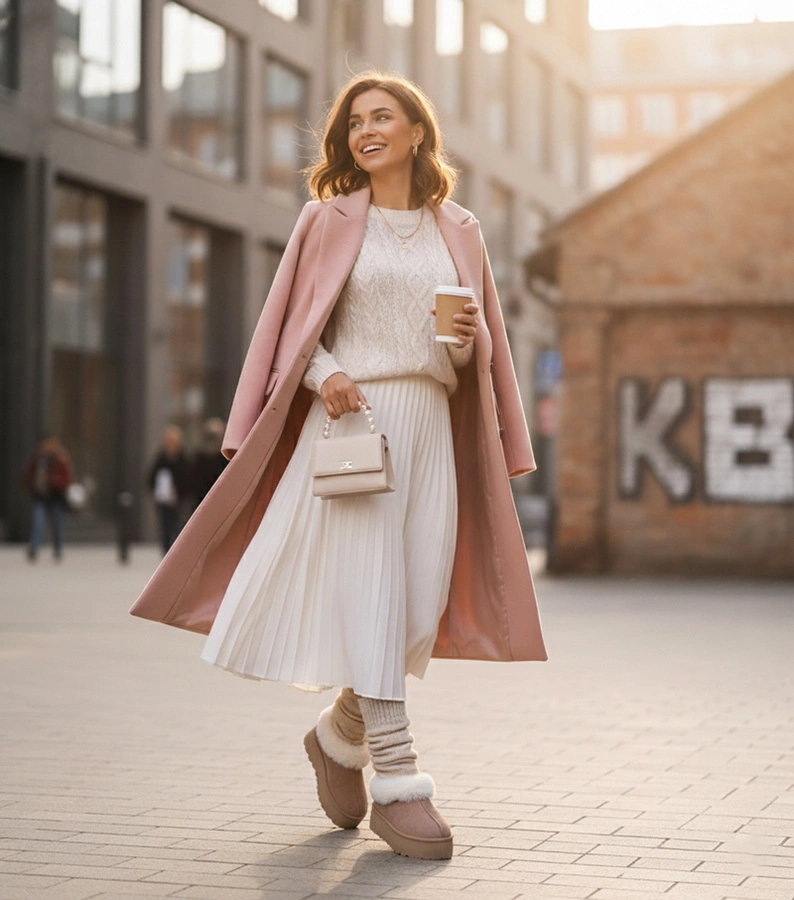 Világosbézs szőrmés hócsizma Deesi