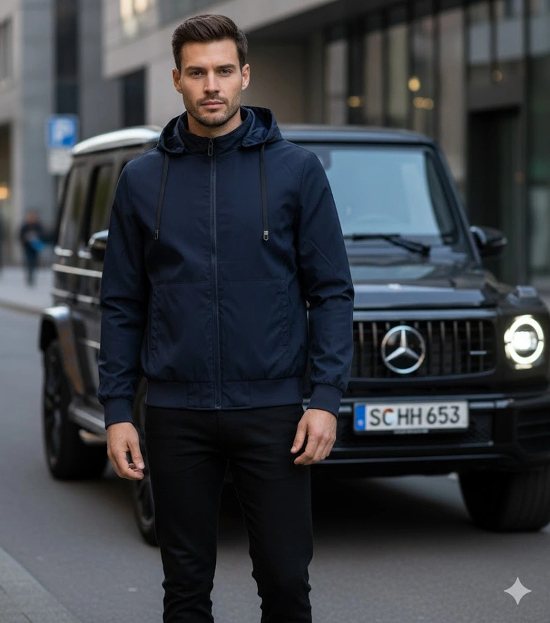 Fekete férfi szélkabát Boulé