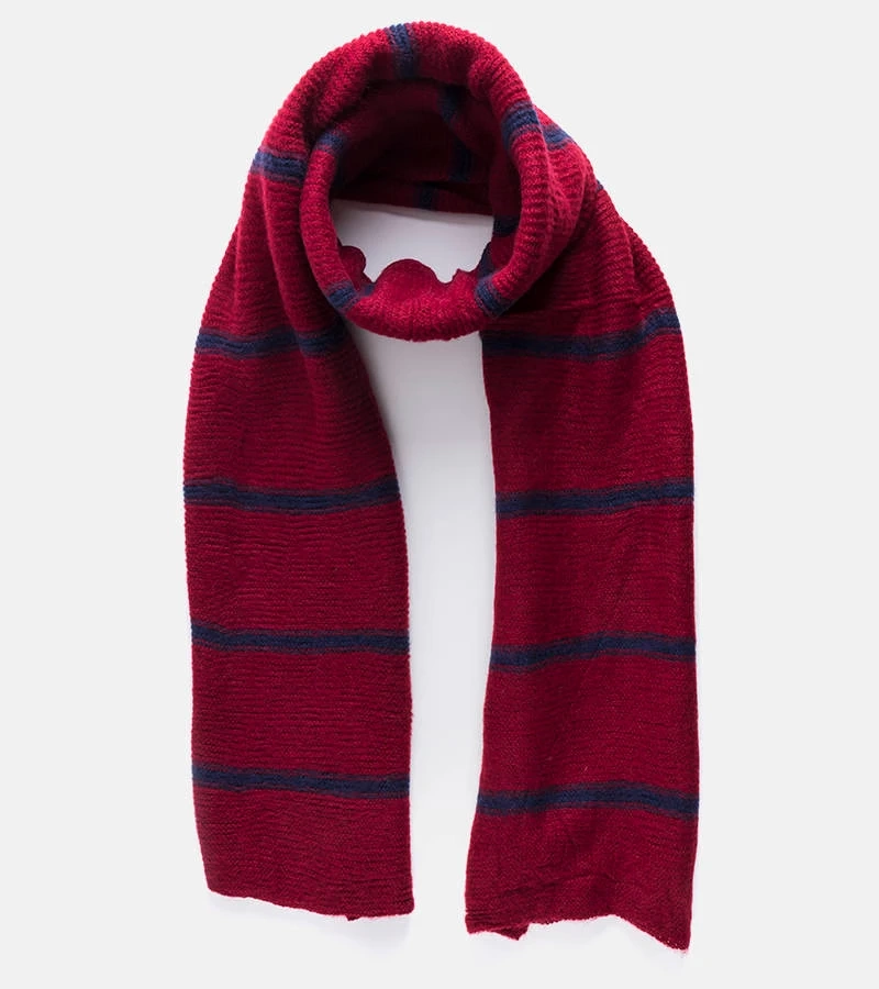 Bordó sál sötétkék csíkokkal Kari