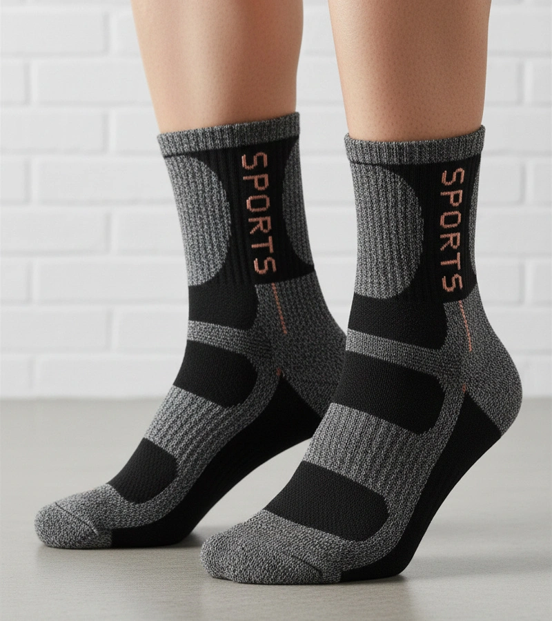 Szürke meleg női zokni rózsaszín díszítéssel Siera