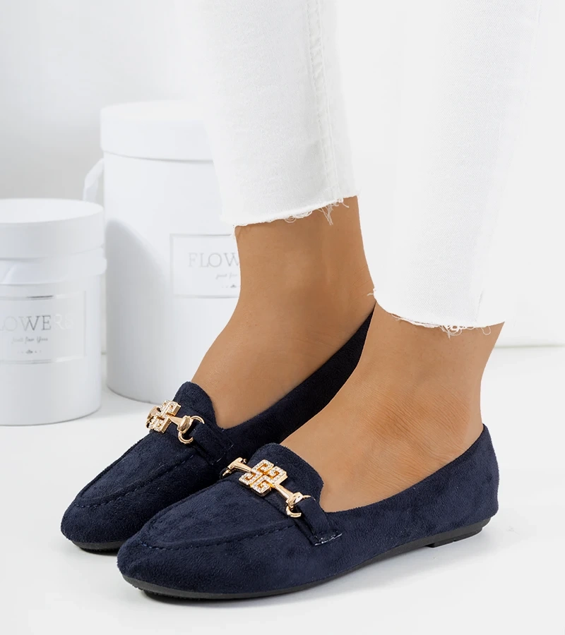 Cardoso sötétkék mokaszinok csattal