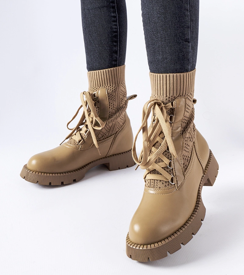 Portico bézs csipkés bokacsizma