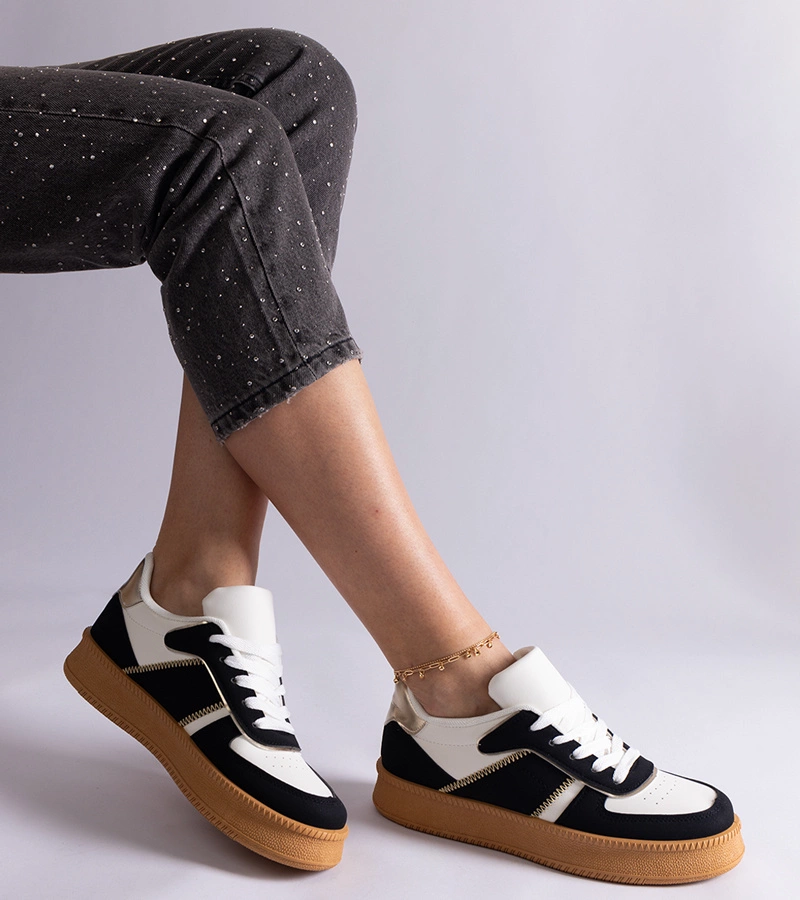 Felicita fekete fűzős platform tornacipő