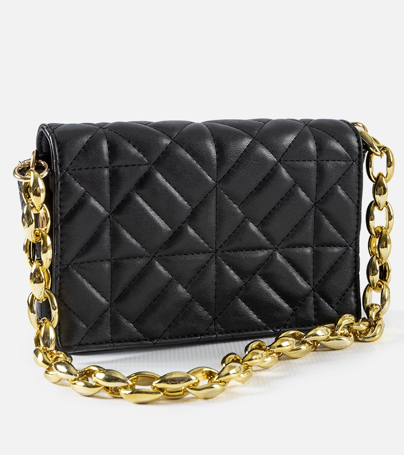 Fekete Bergama válltáska quilted mintával