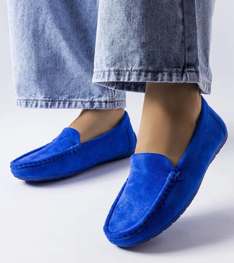 Kék bőr talpbetétes mokaszin Souplet