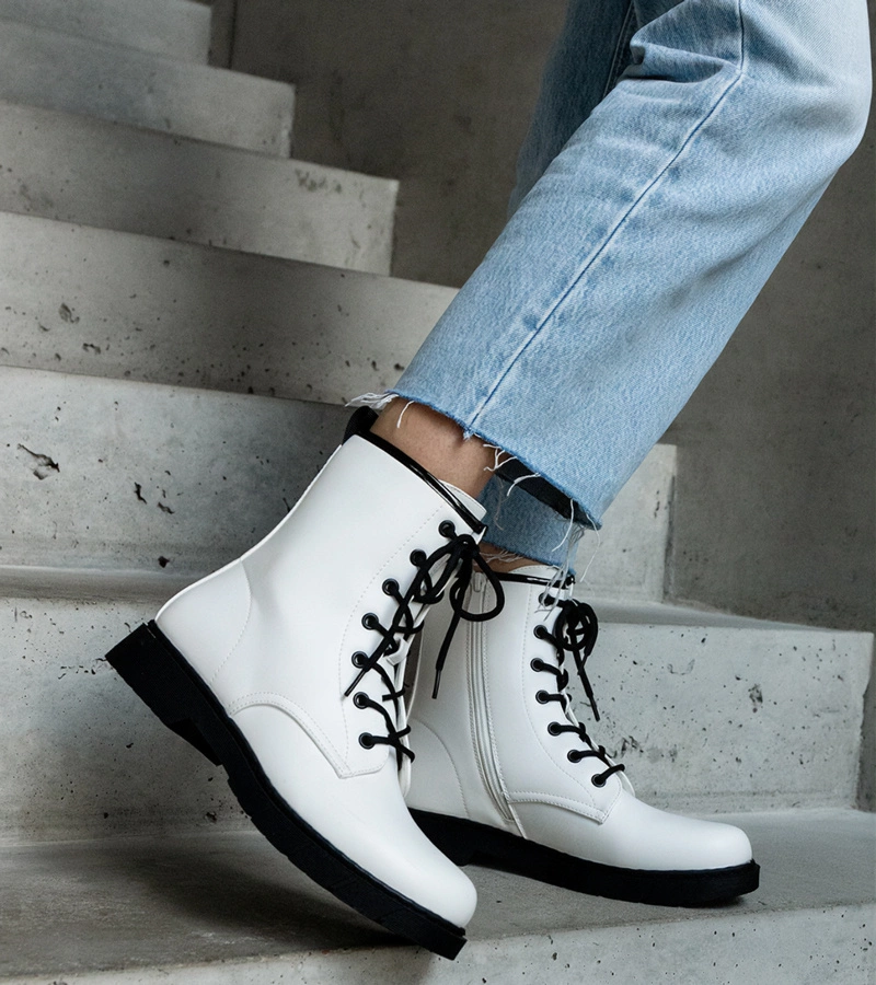 Fehér bélelt bakancsok műbőr Veri