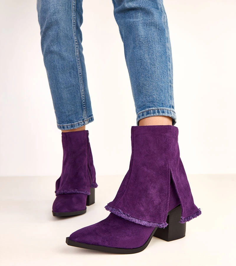 Lila bokacsizma vastag sarokkal felhajtott szárú Felicia