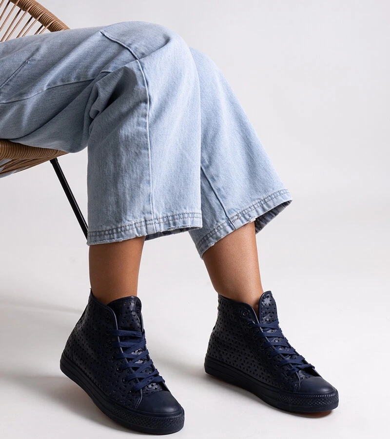 Madala csipkés kék magas tornacipő