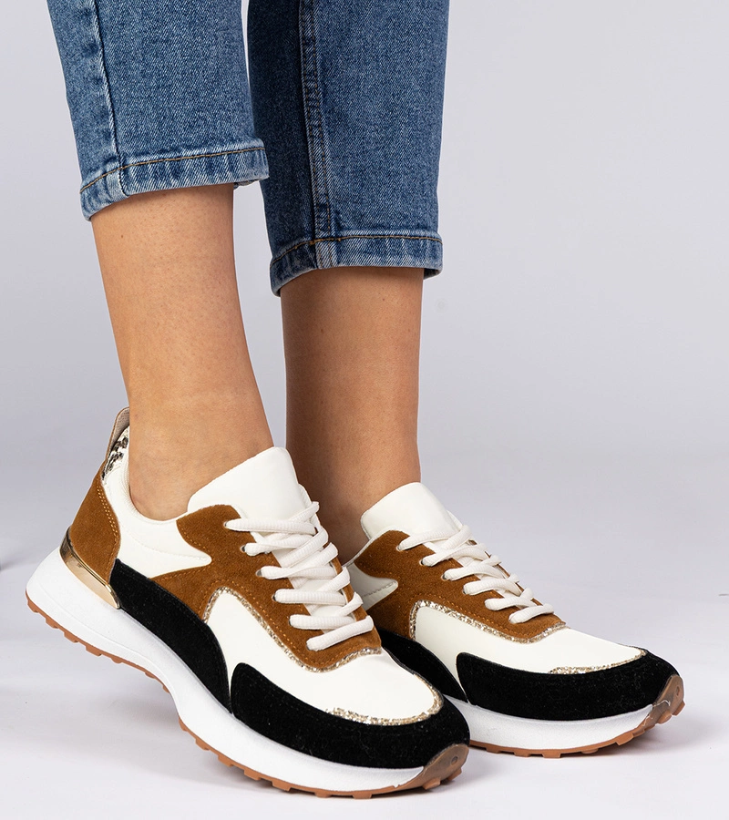 Fekete-fehér női csillámos tornacipő Elizar