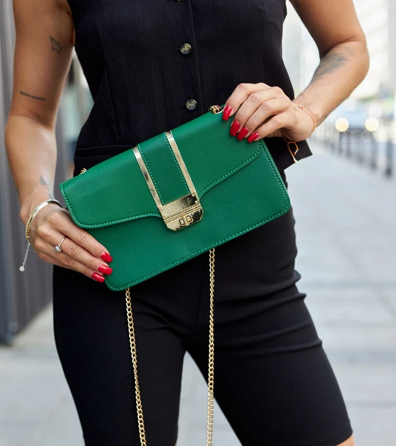 Elmia láncos zöld válltáska