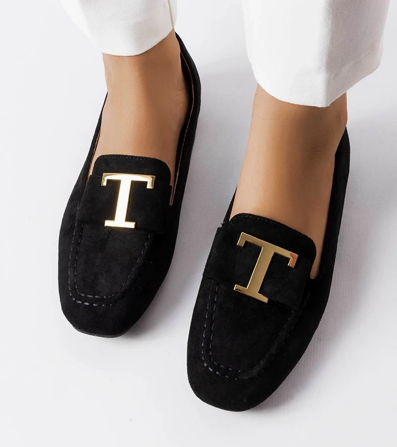 Fekete mokaszinok műszálas bőrrel Adélaïde