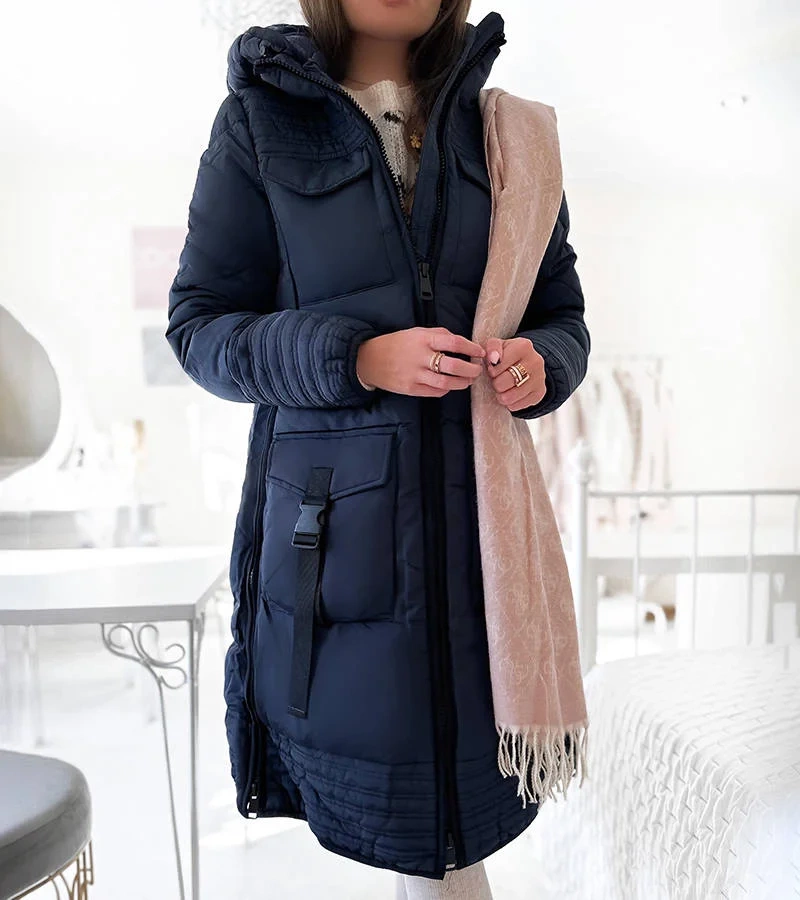 Averie sötétkék steppelt kabát