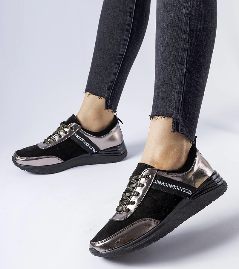 Fekete-szürke bőr sneaker Castelfidardo