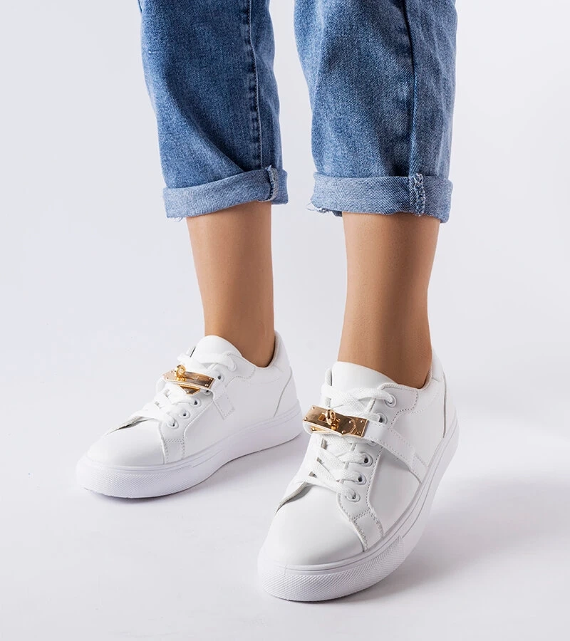 Fehér teniszcipő arany díszítéssel - Letteria