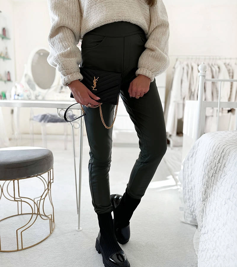 Zöld melegített leggings Djor