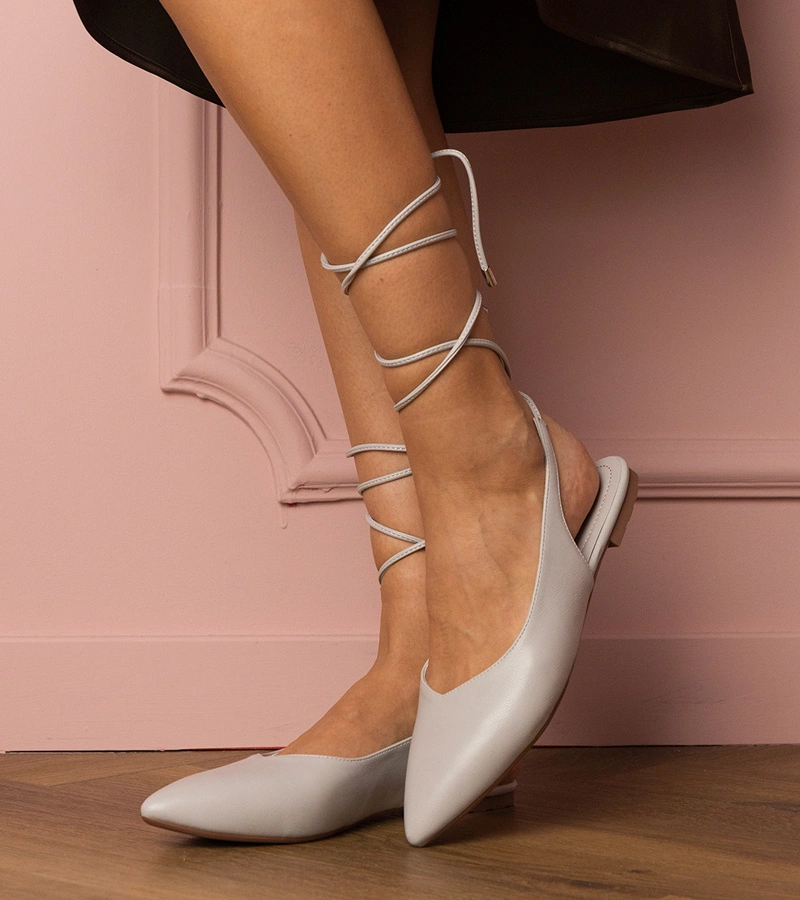 Szürke Terry műbőr lapos sarkú cipő