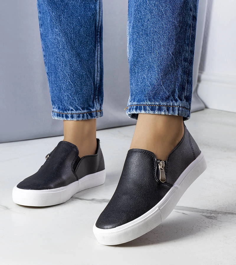 Fekete műbőr Denain teniszcipők