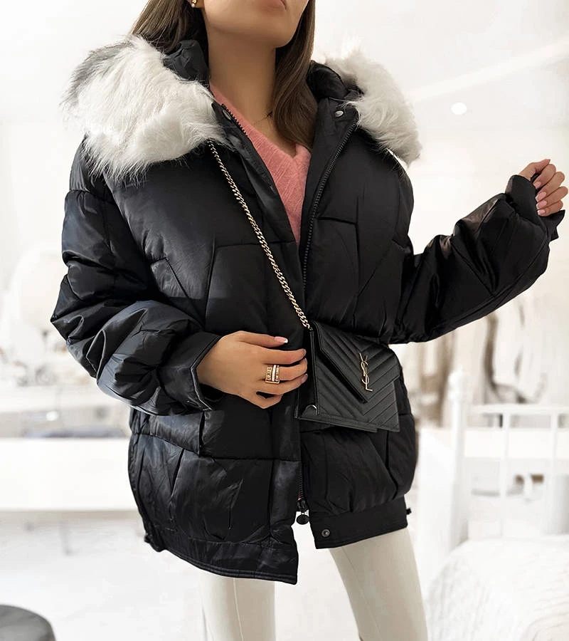 Fekete laza szabású Joaquin dzseki