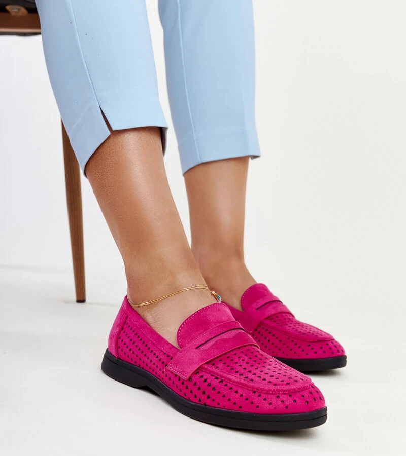 Vinceza sötétrózsaszín szarvasbőr mokaszinok