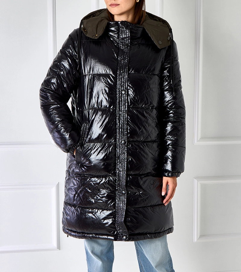 Fekete-zöld kétoldalas hosszú kabát Cesario