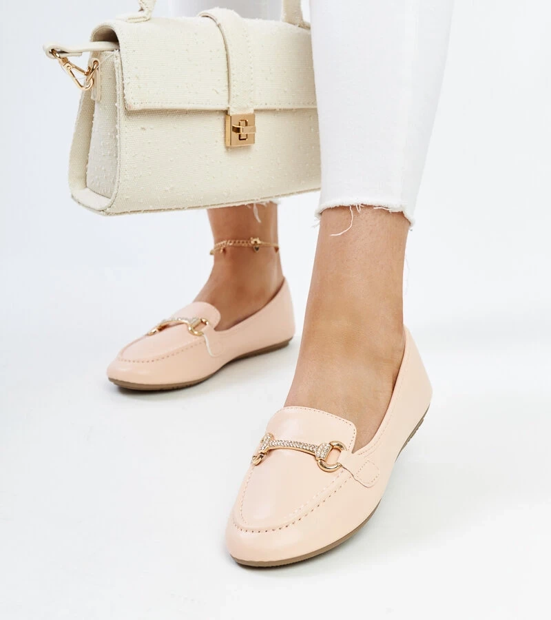 Paddy díszes csatú bézs mokaszinok