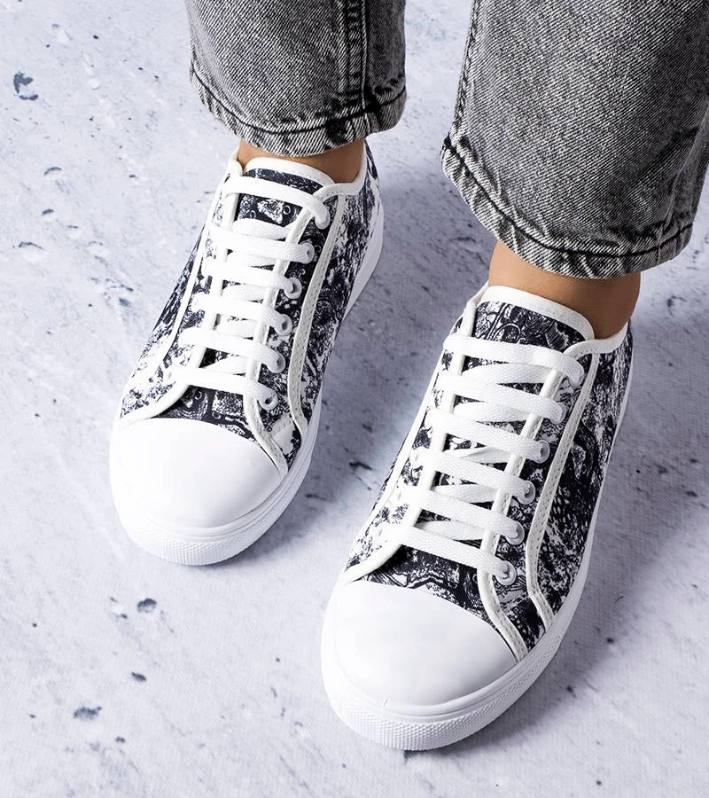 Fehér-fekete anyag teniszcipő Aucoin