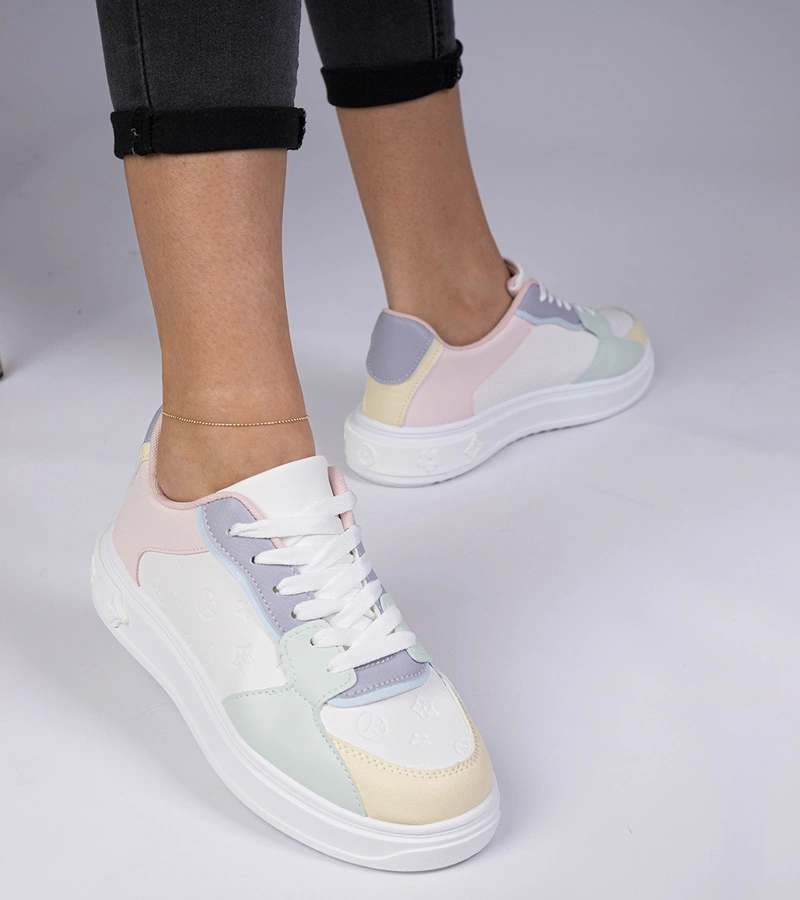 Fehér-kék sportos Lavilia ökobőr sneaker