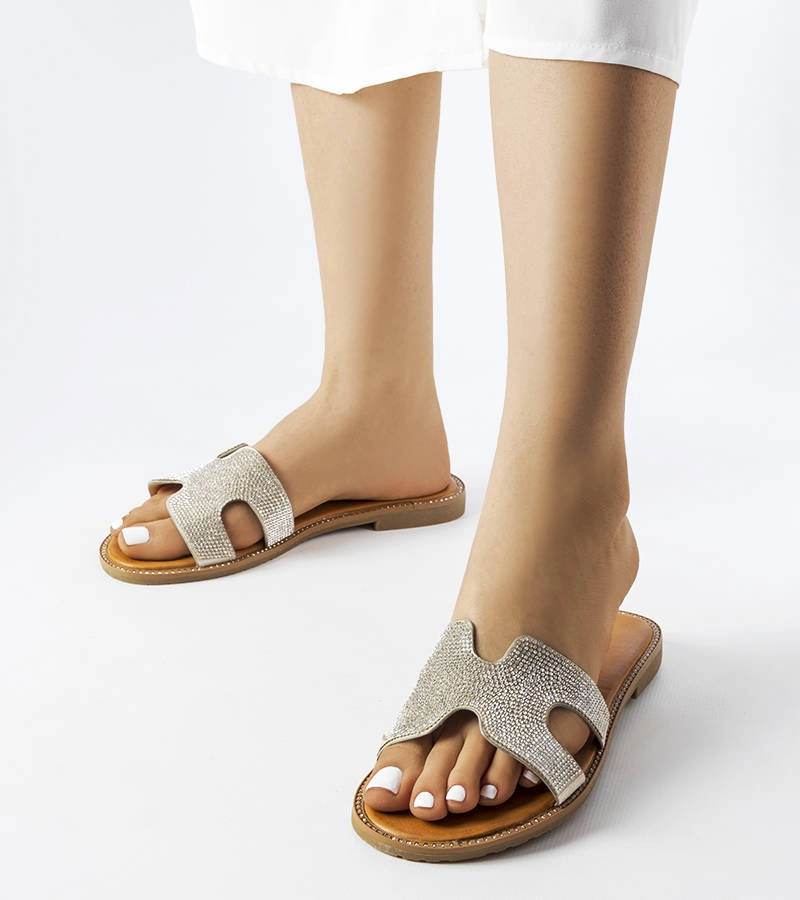 Ezüst bőr betétes Lazure papucs