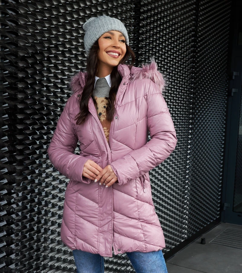 Rózsaszín dzseki levehető szőrmeborítással Riverton H-898/38 PINK