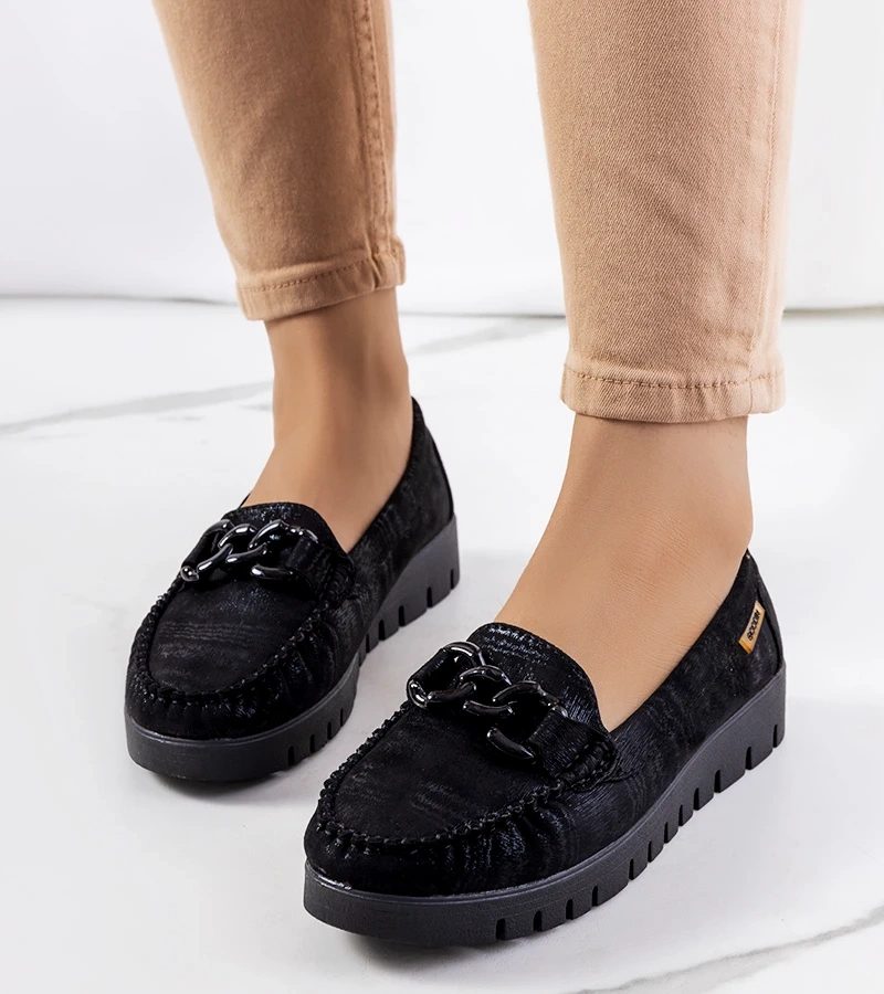 Fekete platformos mokaszinok Indira